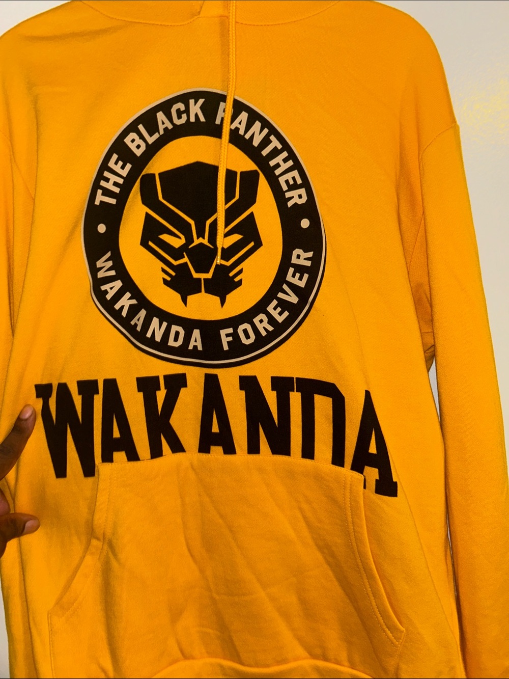 Black Panther Wakanda Forever Yellow Graphic Hoodie Sweater